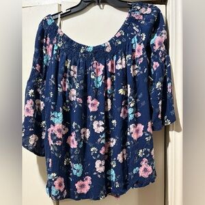 Floral Navy Blue Women's Top
